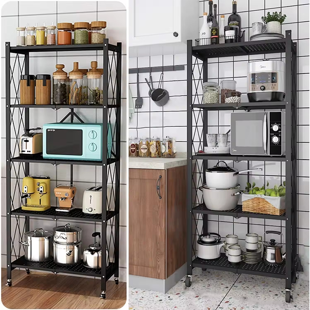 Foldable Multi-Tier Large-Capacity Storage Shelves for Home